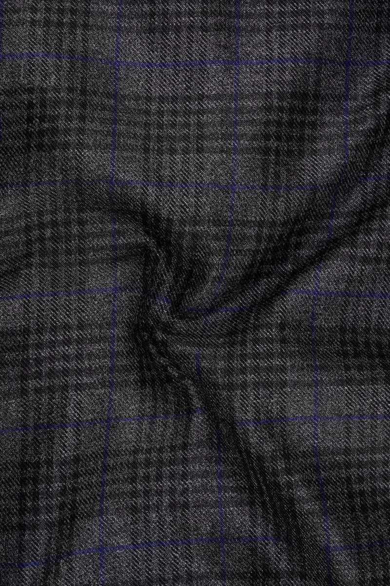 Cinerro-Shark Gray Plaid Tweed Double Breasted Blazer 3