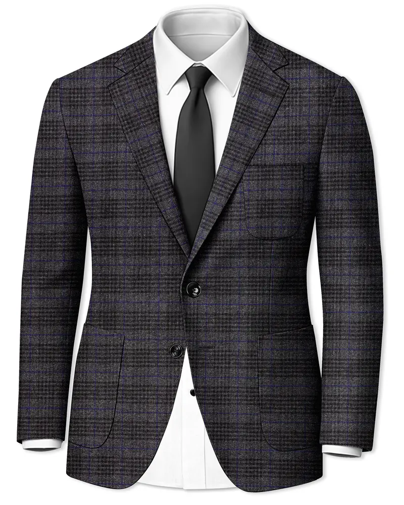 Cinerro-Shark Gray Plaid Tweed Single Breasted Sports Blazer 1