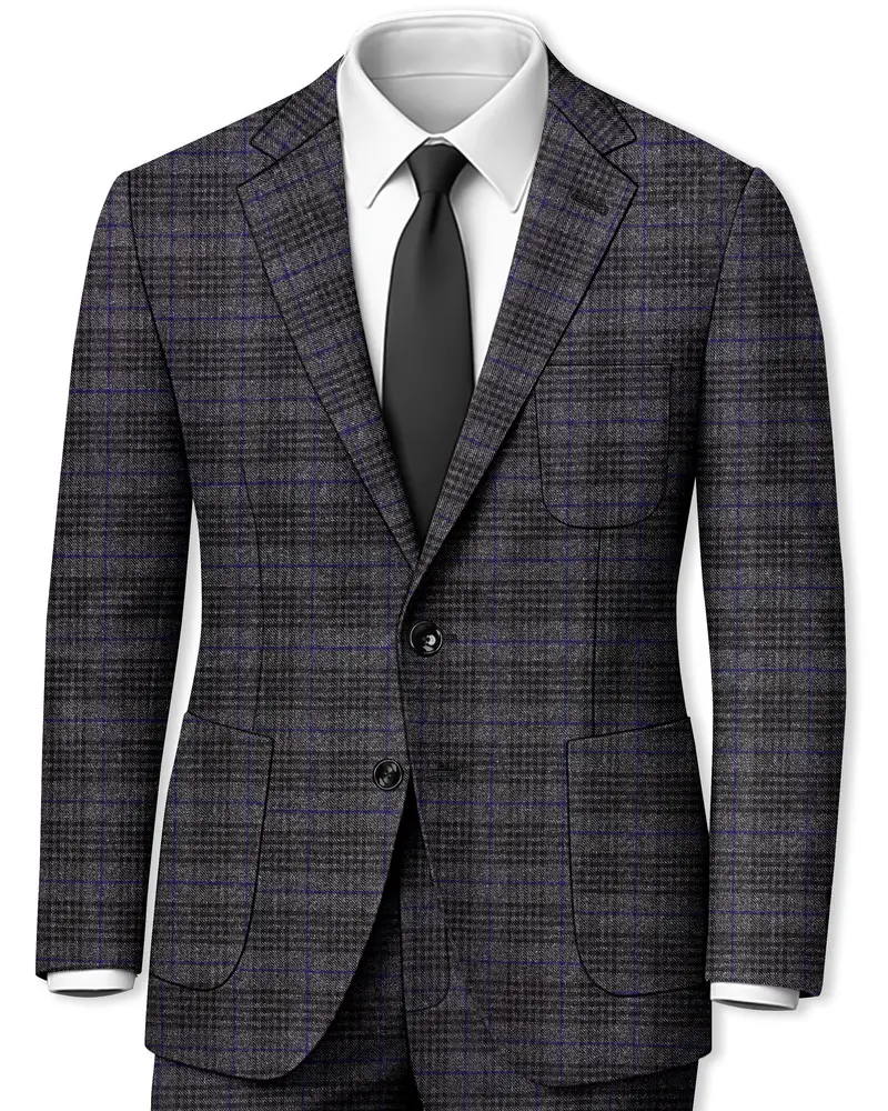Cinerro-Shark Gray Plaid Tweed Single Breasted Sports Suit 1