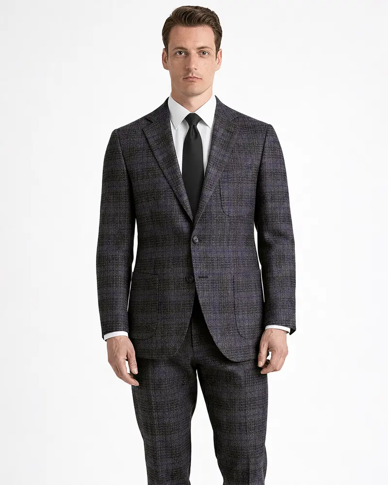 Cinerro-Shark Gray Plaid Tweed Single Breasted Sports Suit 1
