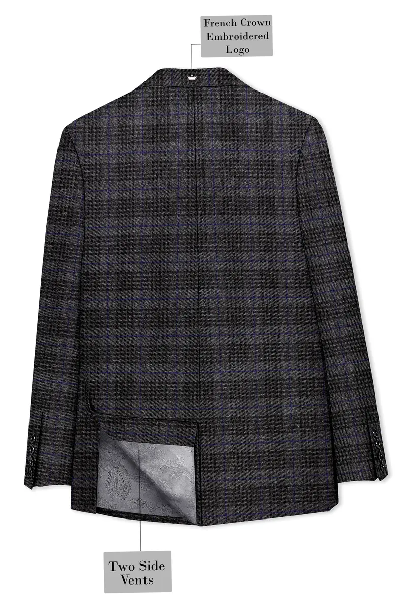Cinerro-Shark Gray Plaid Tweed Single Breasted Sports Suit 10