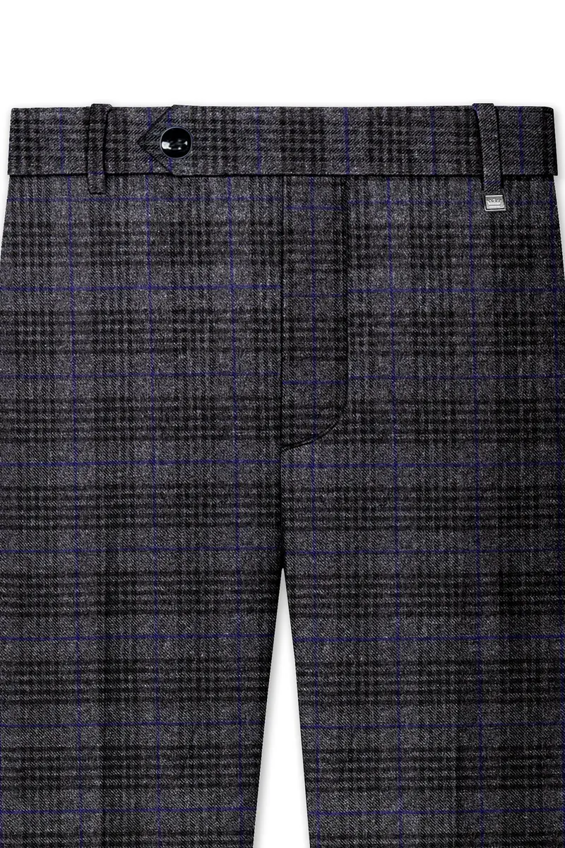 Cinerro-Shark Gray Plaid Tweed Single Breasted Sports Suit 13