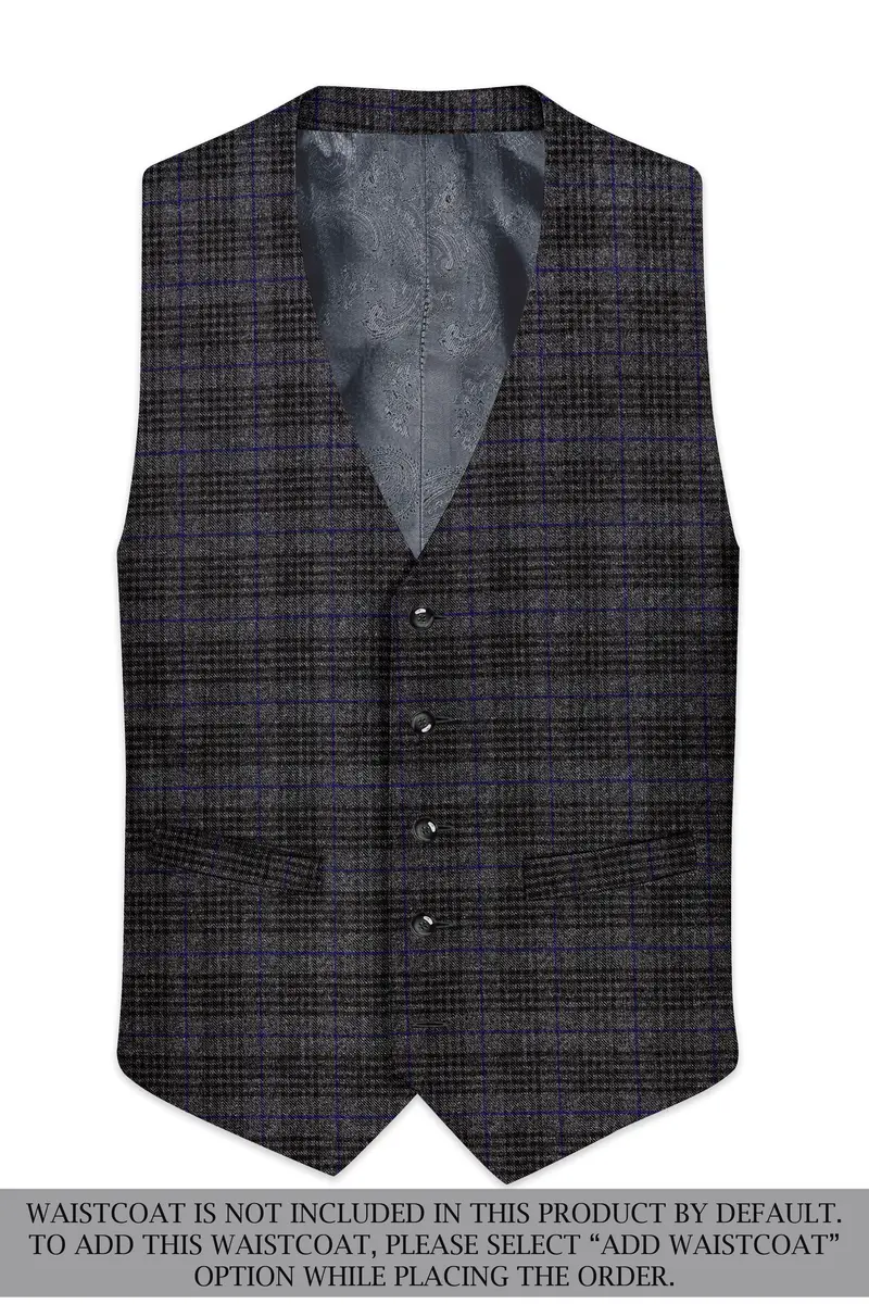 Cinerro-Shark Gray Plaid Tweed Single Breasted Sports Suit 16