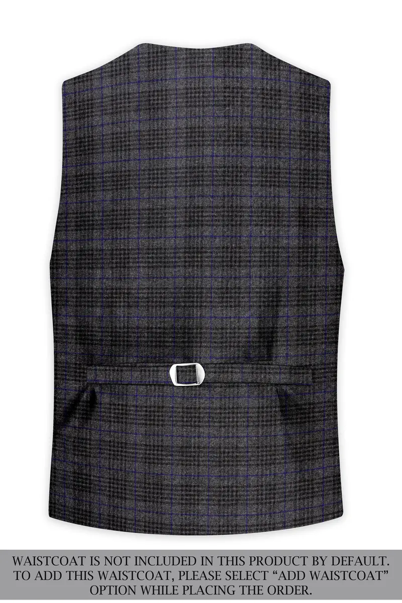 Cinerro-Shark Gray Plaid Tweed Single Breasted Sports Suit 17