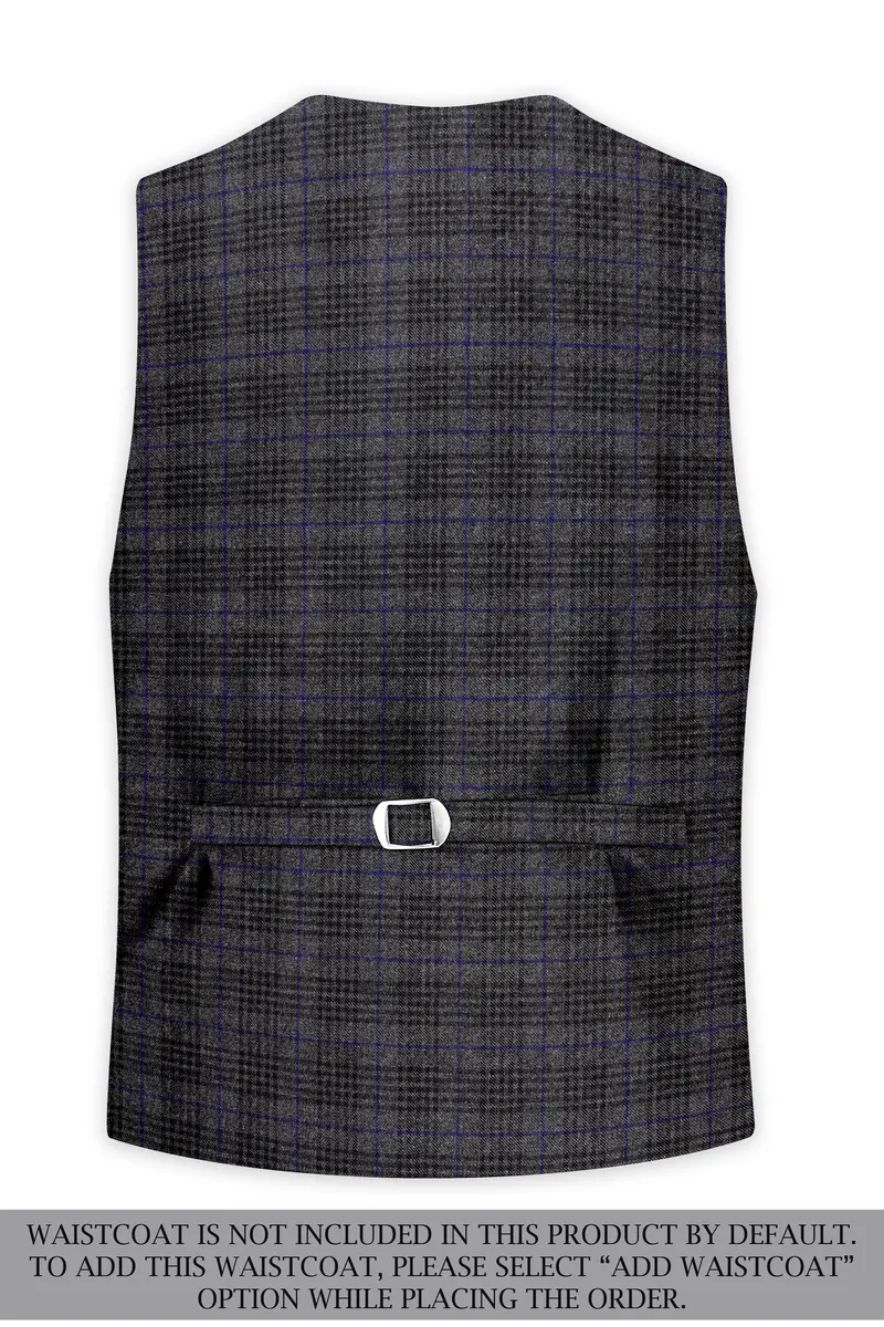 Cinerro-Shark Gray Plaid Tweed Single Breasted Sports Suit 18
