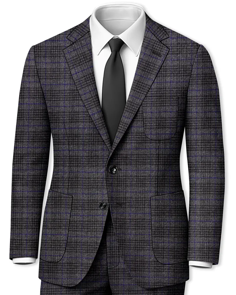Cinerro-Shark Gray Plaid Tweed Single Breasted Sports Suit 19