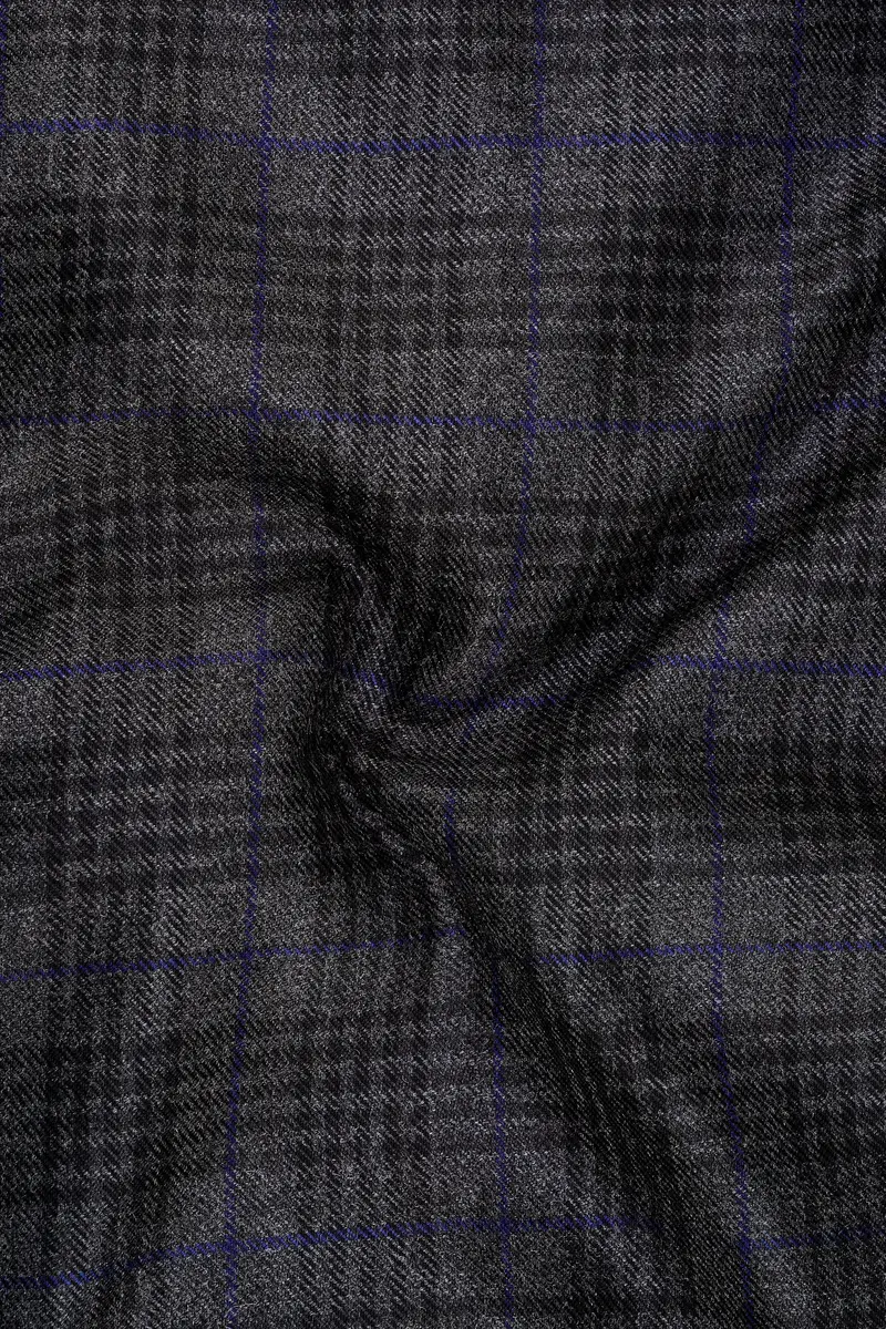 Cinerro-Shark Gray Plaid Tweed Single Breasted Sports Suit 3