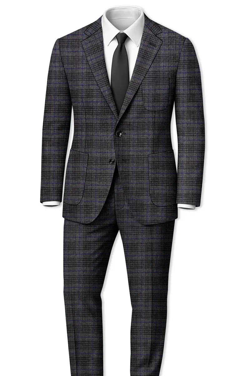 Cinerro-Shark Gray Plaid Tweed Single Breasted Sports Suit 5