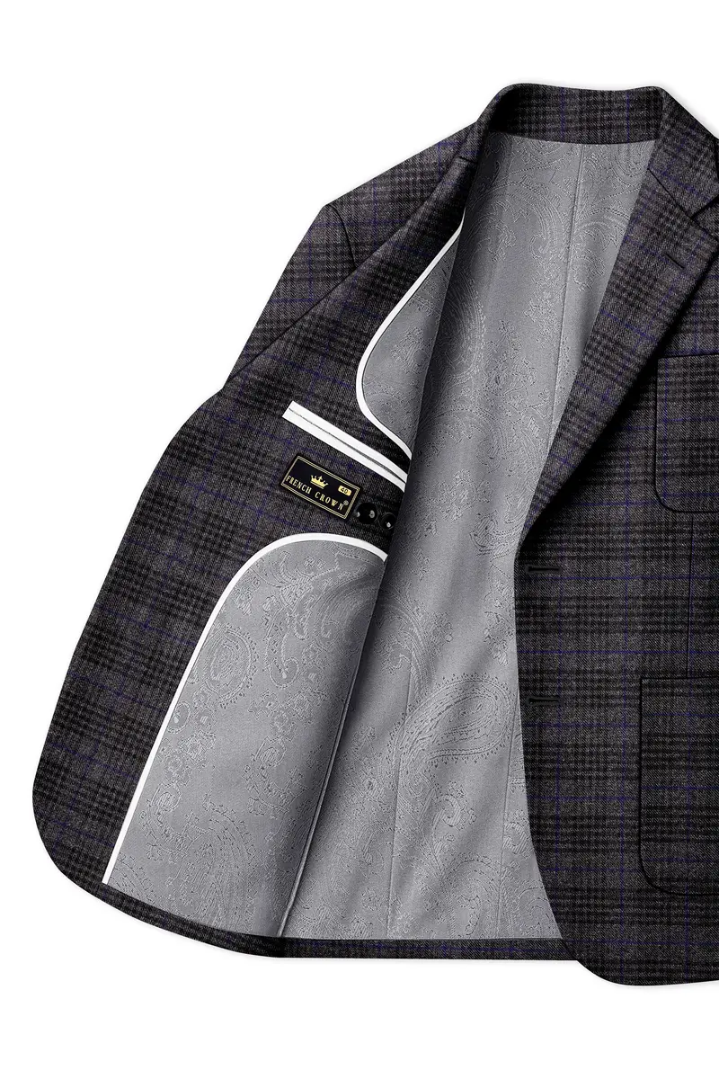 Cinerro-Shark Gray Plaid Tweed Single Breasted Sports Suit 6