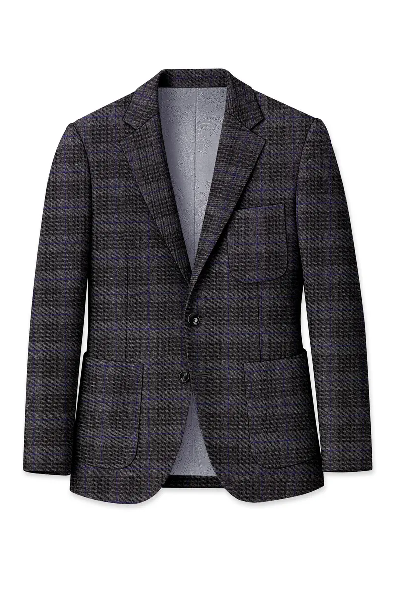 Cinerro-Shark Gray Plaid Tweed Single Breasted Sports Suit 8