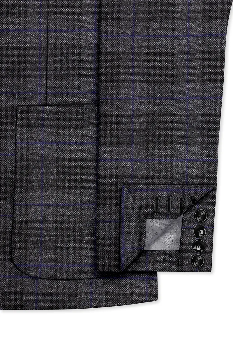 Cinerro-Shark Gray Plaid Tweed Single Breasted Sports Suit 8