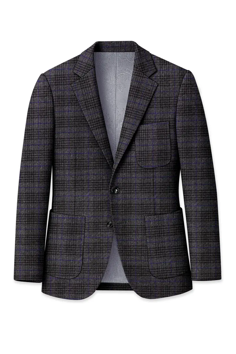 Cinerro-Shark Gray Plaid Tweed Single Breasted Sports Suit 9