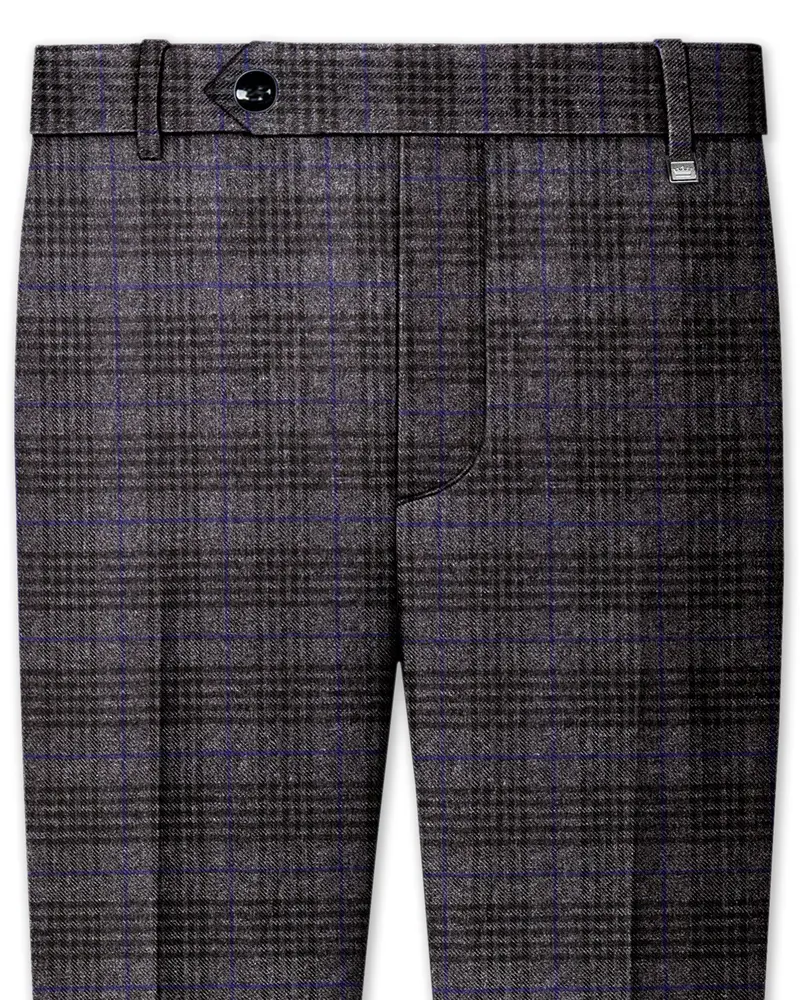 Cinerro-Shark Gray Plaid Tweed Stretchable Waistband Pant 1
