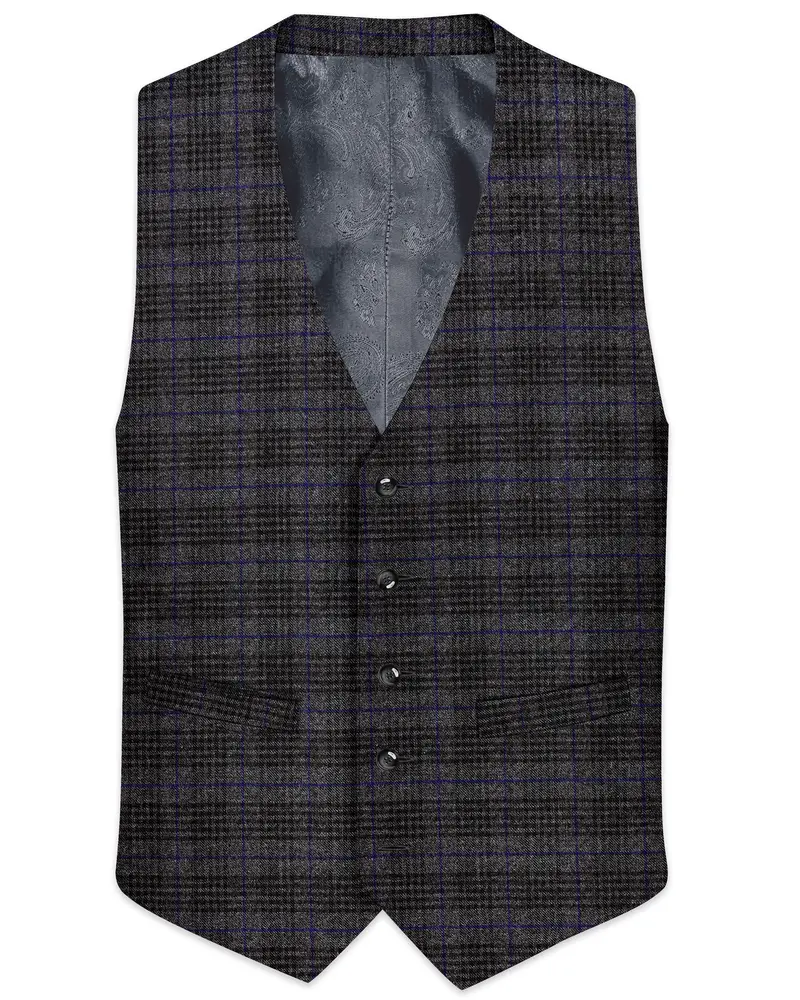 Cinerro-Shark Gray Plaid Tweed Waistcoat 1