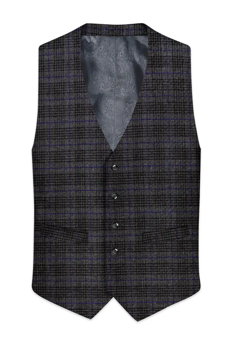 Cinerro-Shark Gray Plaid Tweed Waistcoat 2