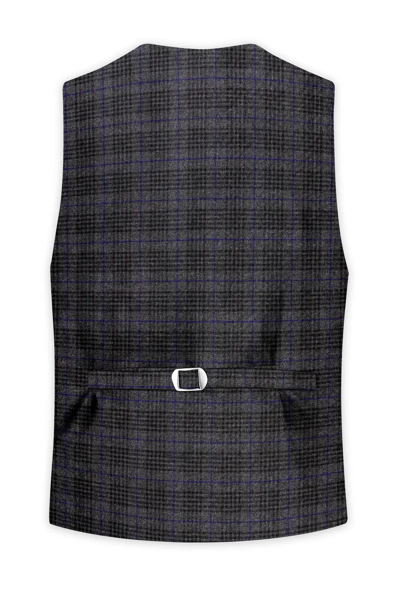 Cinerro-Shark Gray Plaid Tweed Waistcoat 4