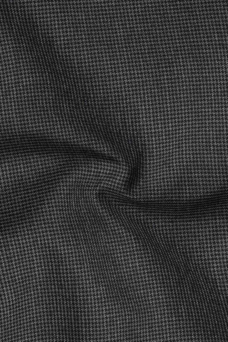 Cinerro-Tuatara Gray Wool Rich Houndstooth Textured Single Breasted Blazer 3
