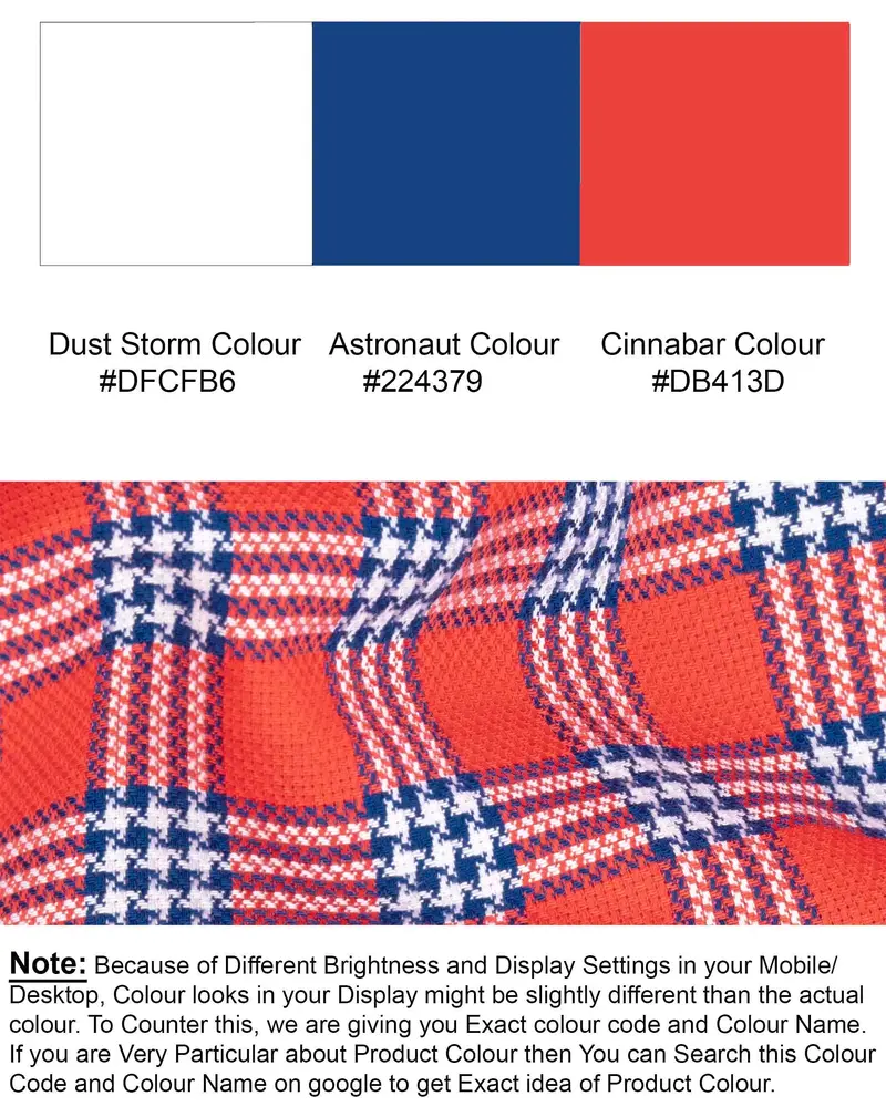 Cinnabar Red Checkered Dobby Textured Premium Giza Cotton Shirt 8