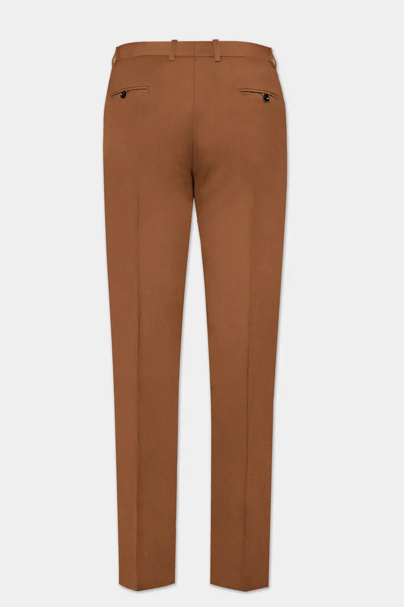 Cinnamon Oak-Sienna Brown Solid Wool Rich Cross Placket Bandhgala Slight Stretch Suit 13
