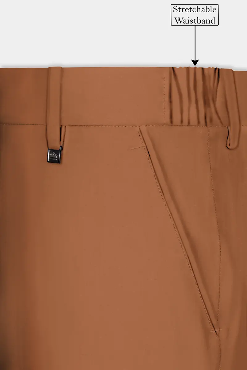 Cinnamon Oak-Sienna Brown Solid Wool Rich Double Breasted Slight Stretch Suit 16