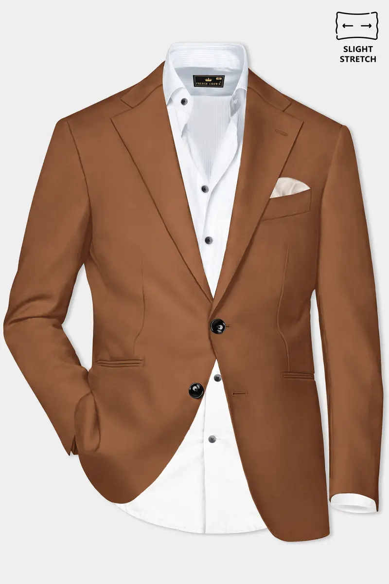 Cinnamon Oak-Sienna Brown Solid Wool Rich Single Breasted Slight Stretch Suit 11