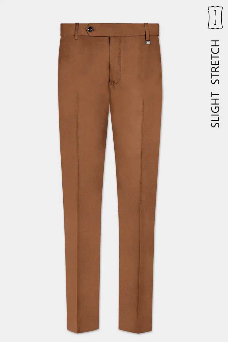 Cinnamon Oak-Sienna Brown Solid Wool Rich Single Breasted Slight Stretch Suit 14