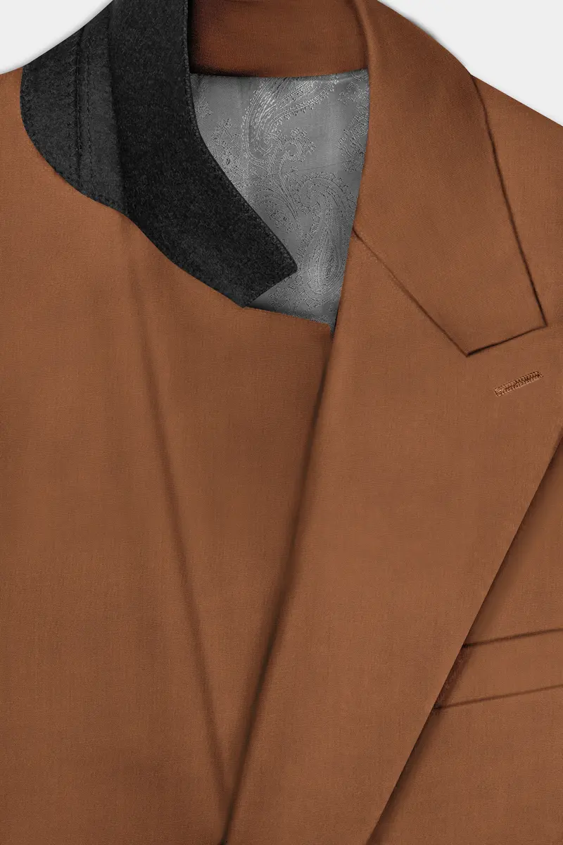 Cinnamon Oak-Sienna Brown Solid Wool Rich Single Breasted Slight Stretch Suit 7