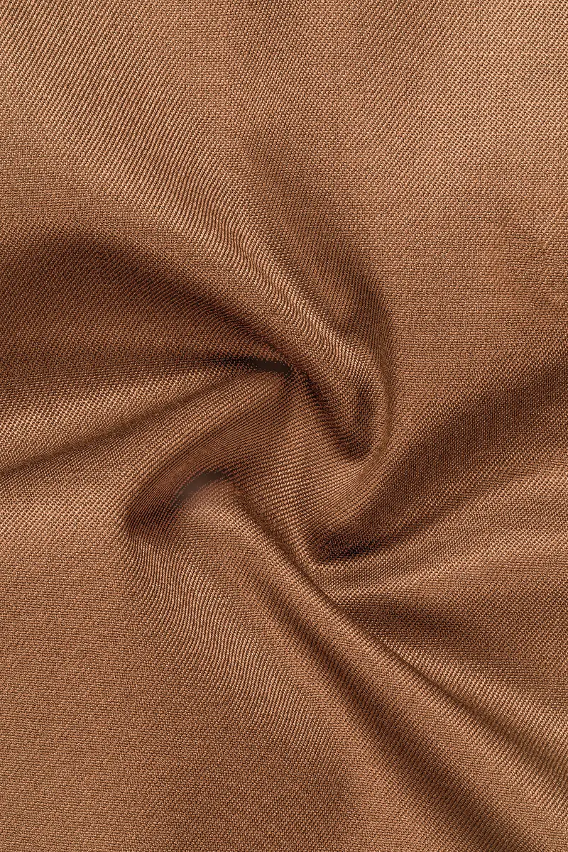 Cinnamon Oak-Sienna Brown Solid Wool Rich Tuxedo Slight Stretch Blazer 3