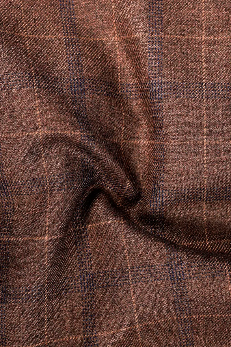 Cinnamon Spice-Spice Brown Plaid Wool Rich Waistcoat 3