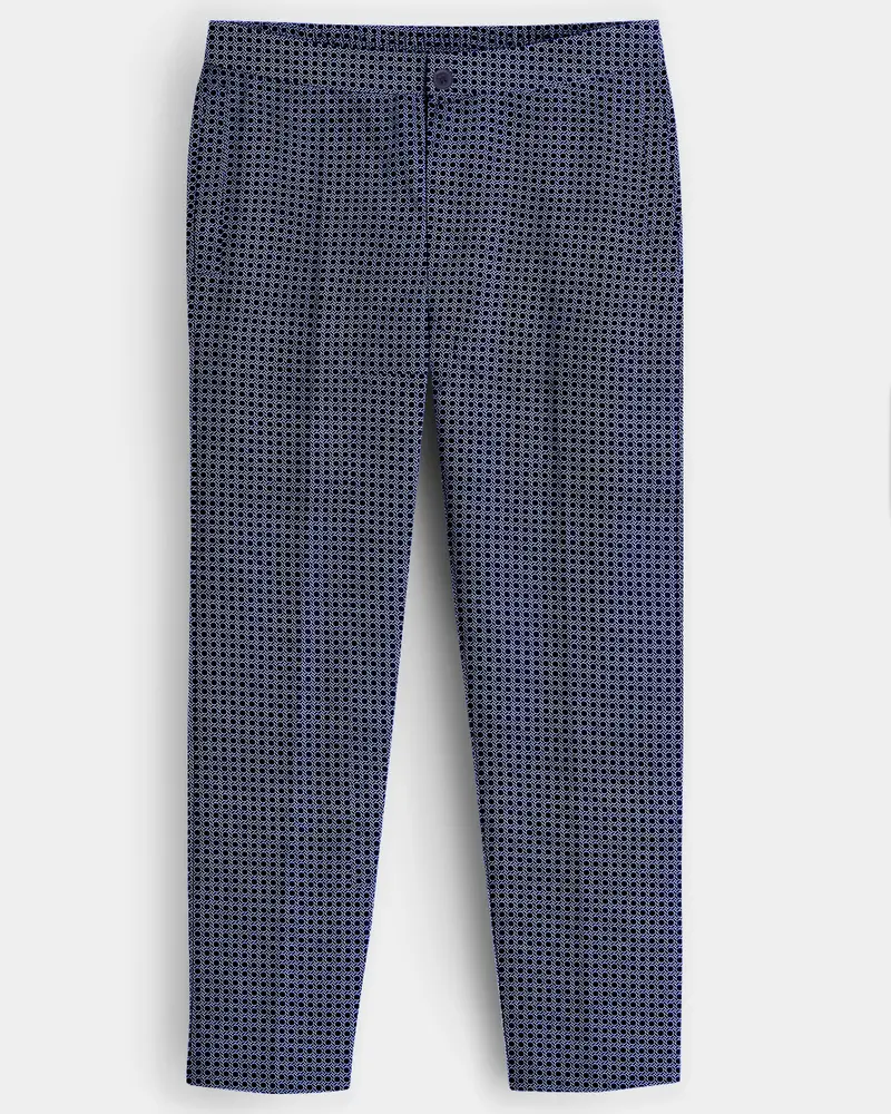 Cirvara-Ebony Blue Geometric Dot Printed Poplin Giza Cotton Lounge Pant 1