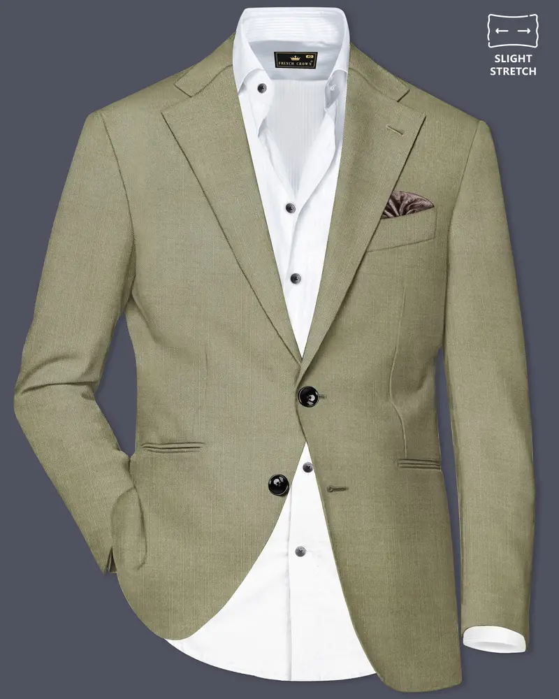 Citron-Lemon Grass Green Solid Wool Rich Single Breasted Slight Stretch Blazer 1
