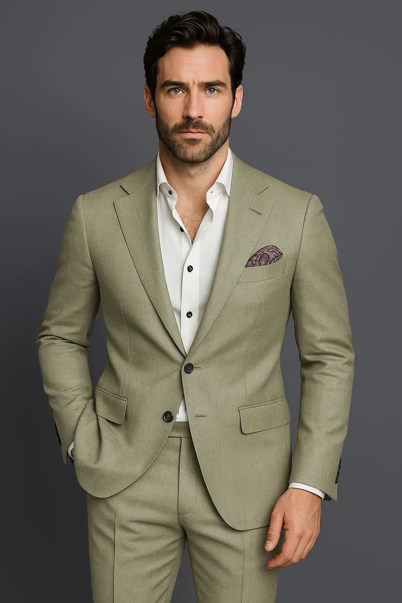 Citron-Lemon Grass Green Solid Wool Rich Single Breasted Slight Stretch Blazer 11