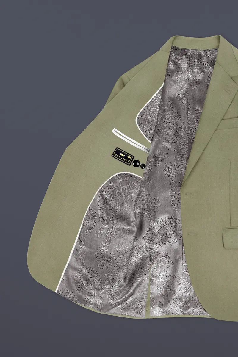 Citron-Lemon Grass Green Solid Wool Rich Single Breasted Slight Stretch Blazer 5