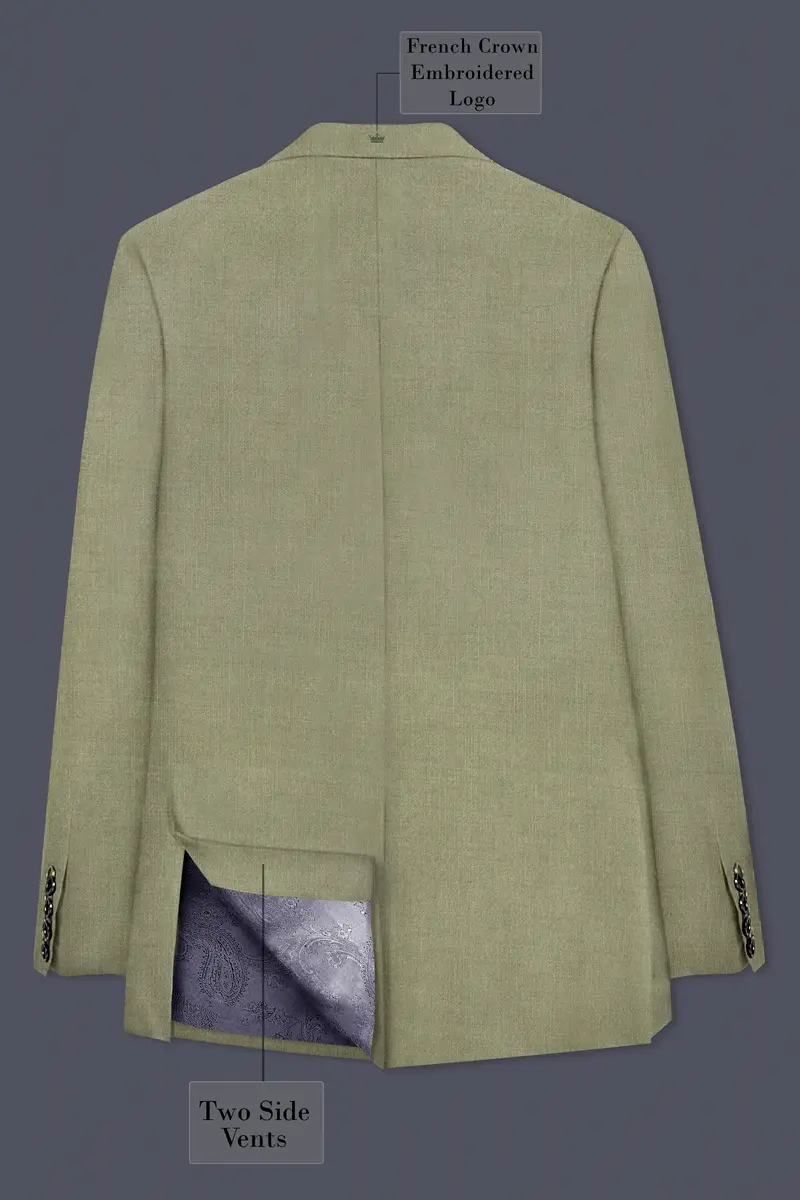 Citron-Lemon Grass Green Solid Wool Rich Single Breasted Slight Stretch Blazer 8