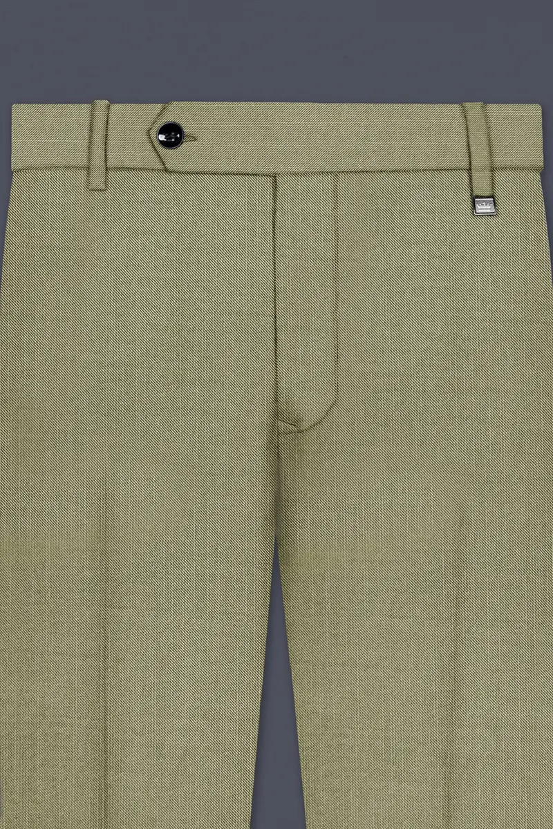 Citron-Lemon Grass Green Solid Wool Rich Slight Stretch Waistband Pant 4
