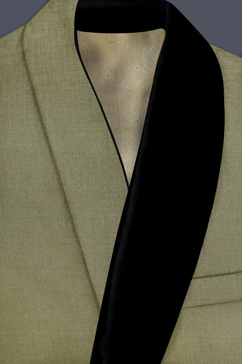Citron-Lemon Grass Green Wool Rich Tuxedo Slight Stretch Blazer 4