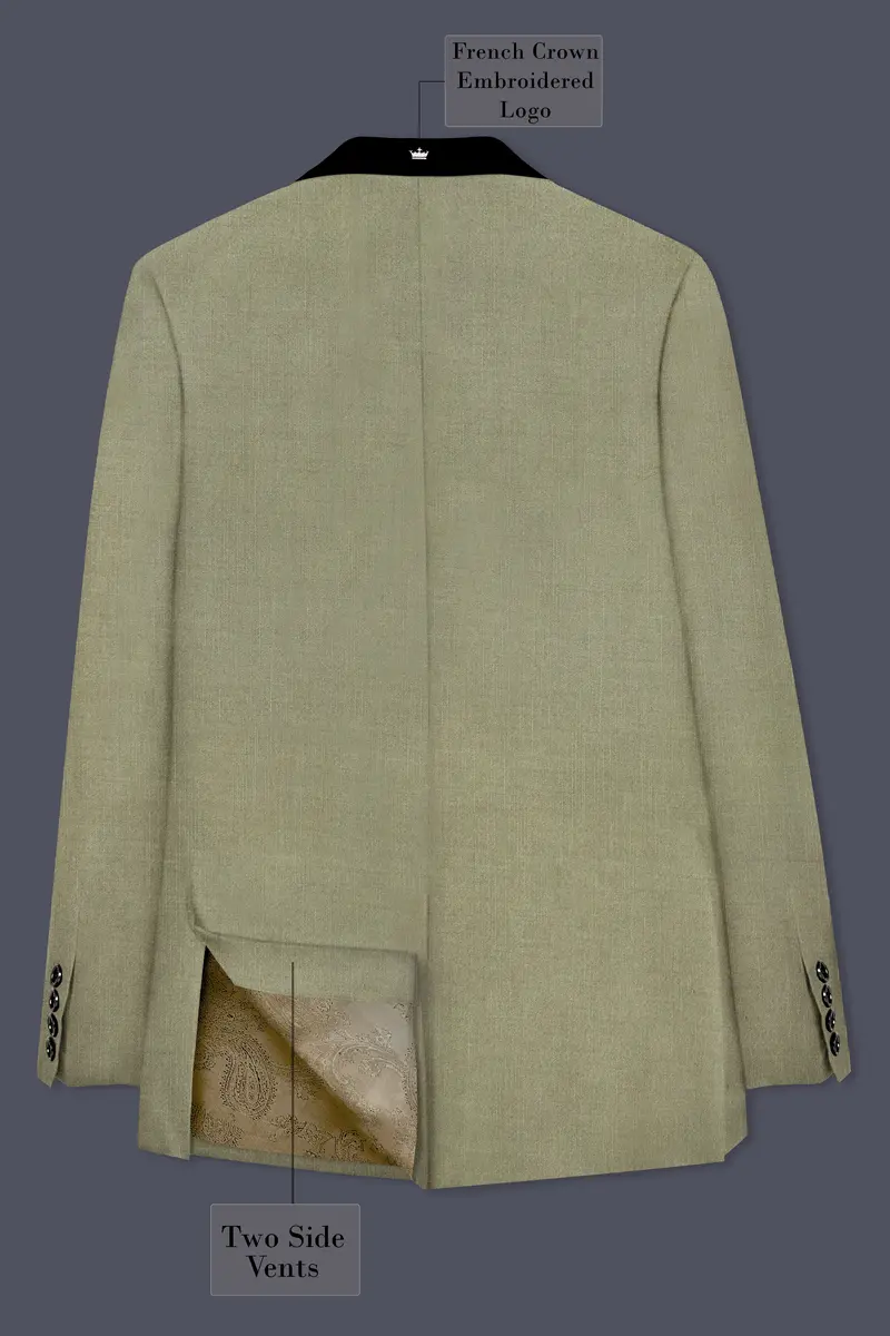 Citron-Lemon Grass Green Wool Rich Tuxedo Slight Stretch Blazer 8