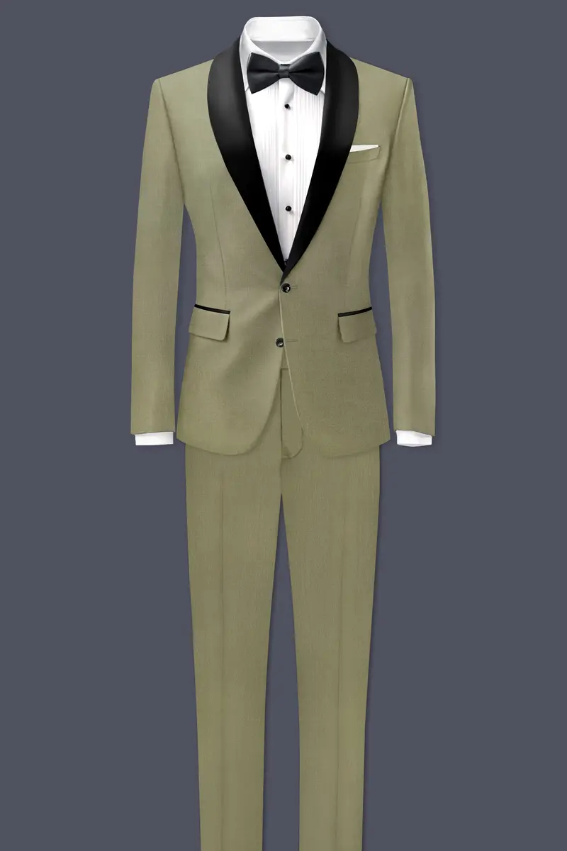 Citron-Lemon Grass Green Wool Rich Tuxedo Slight Stretch Blazer 9