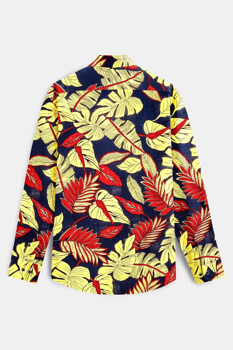 Citrus Splash-Primrose Yellow And Martinique Blue Funky Printed Lightweight Premium Cotton Multicolor Casual Shirt 7