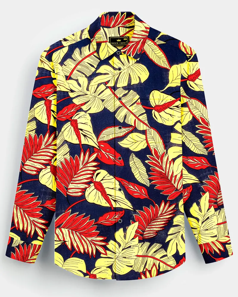 Citrus Splash-Primrose Yellow And Martinique Blue Funky Printed Lightweight Premium Cotton Multicolor Casual Shirt 8