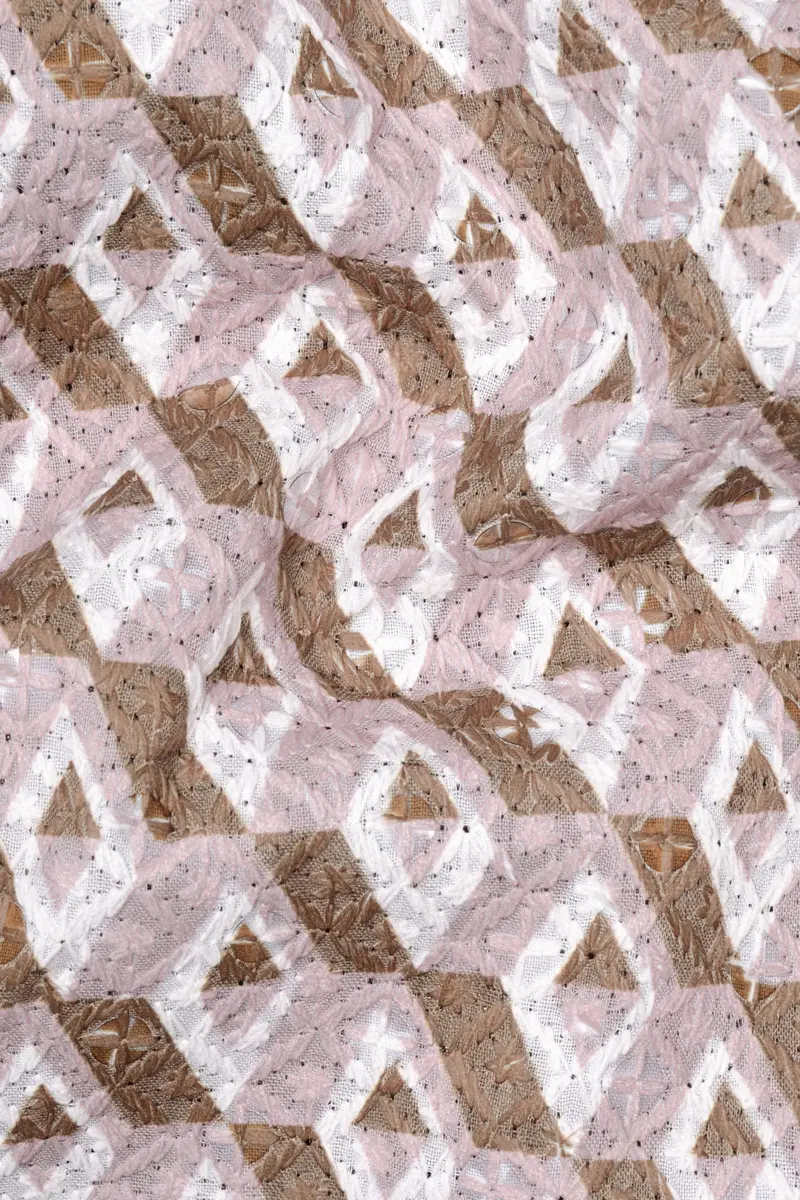 Clam Shell Pink And Roman Coffee Brown 3D Box Quilt Embroidered Nehru Jacket 3