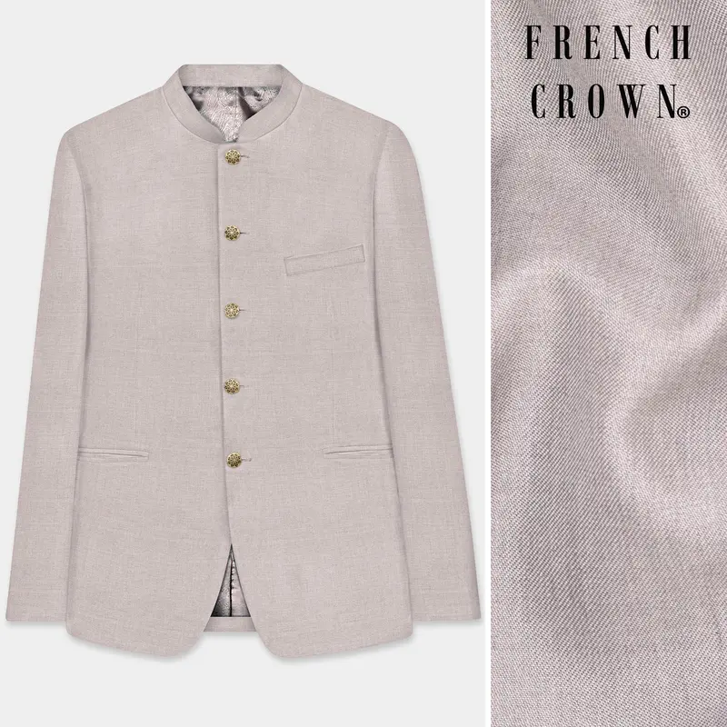 Clamshell Cream Wool Rich Bandhgala Blazer 1