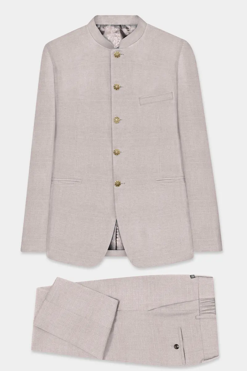 Clamshell Cream Wool Rich Bandhgala Suit 2