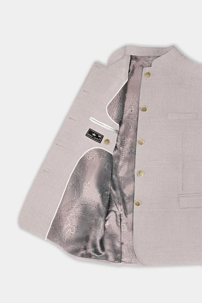Clamshell Cream Wool Rich Bandhgala Suit 4