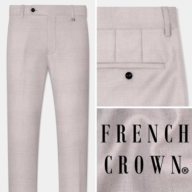 Clamshell Cream Wool Rich Stretchable Waistband Pant 1