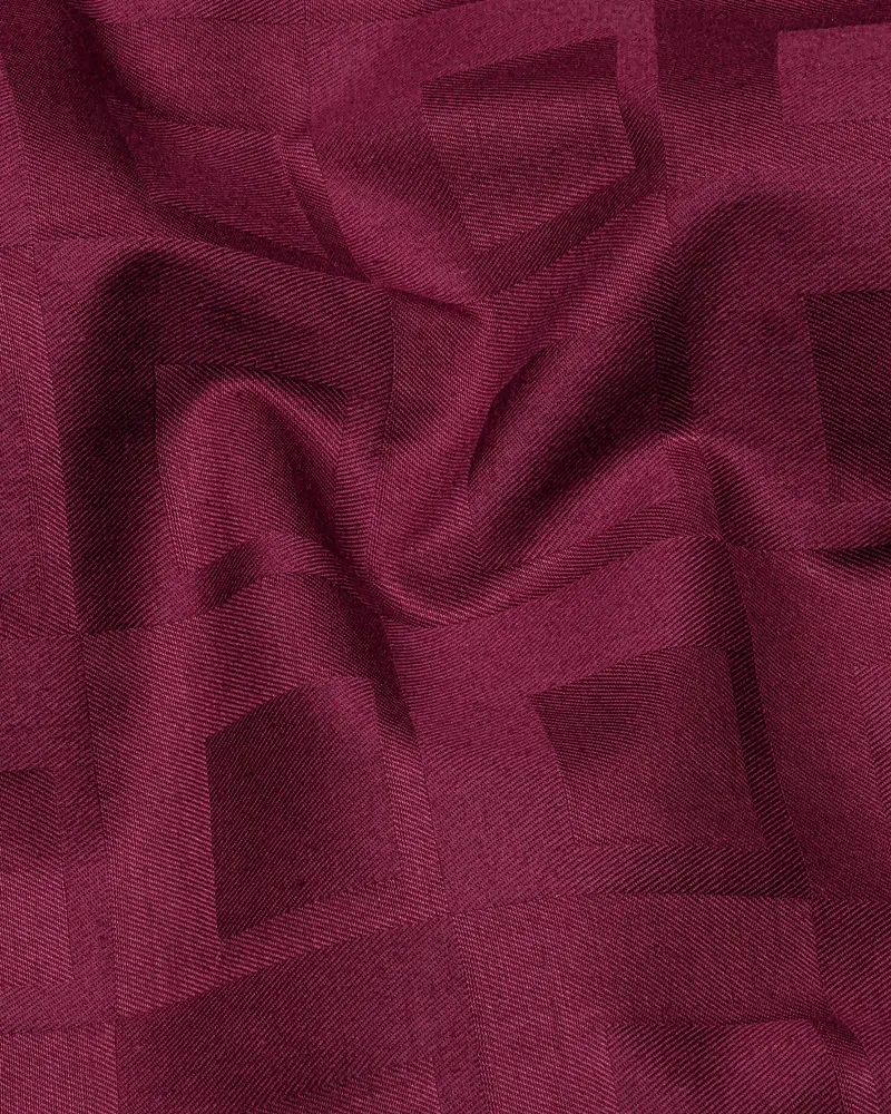 Claret Maroon Plaid Dobby Textured Premium Giza Cotton Shirt 2