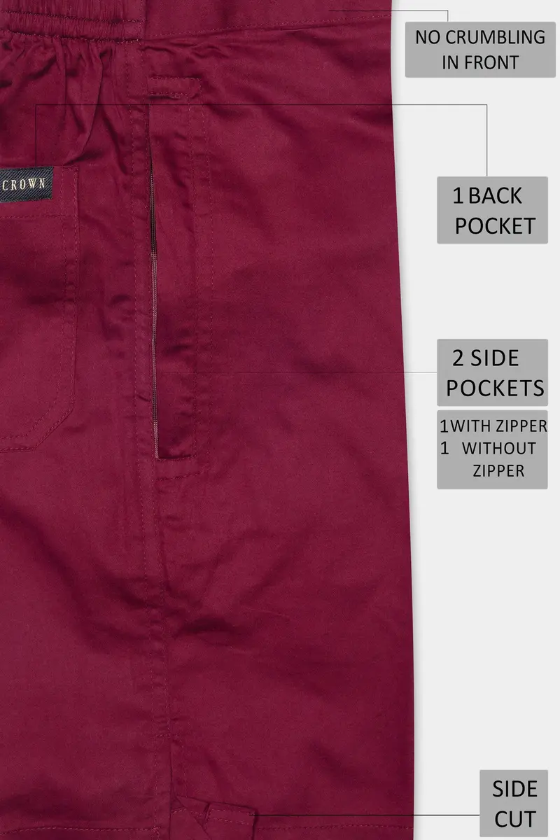Claret Maroon Subtle Sheen Super Soft Premium Cotton Shorts 6