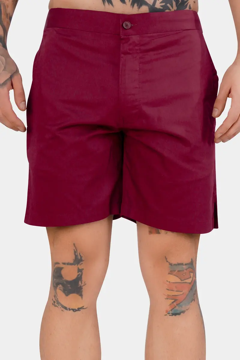 Claret Maroon Subtle Sheen Super Soft Premium Cotton Shorts 7