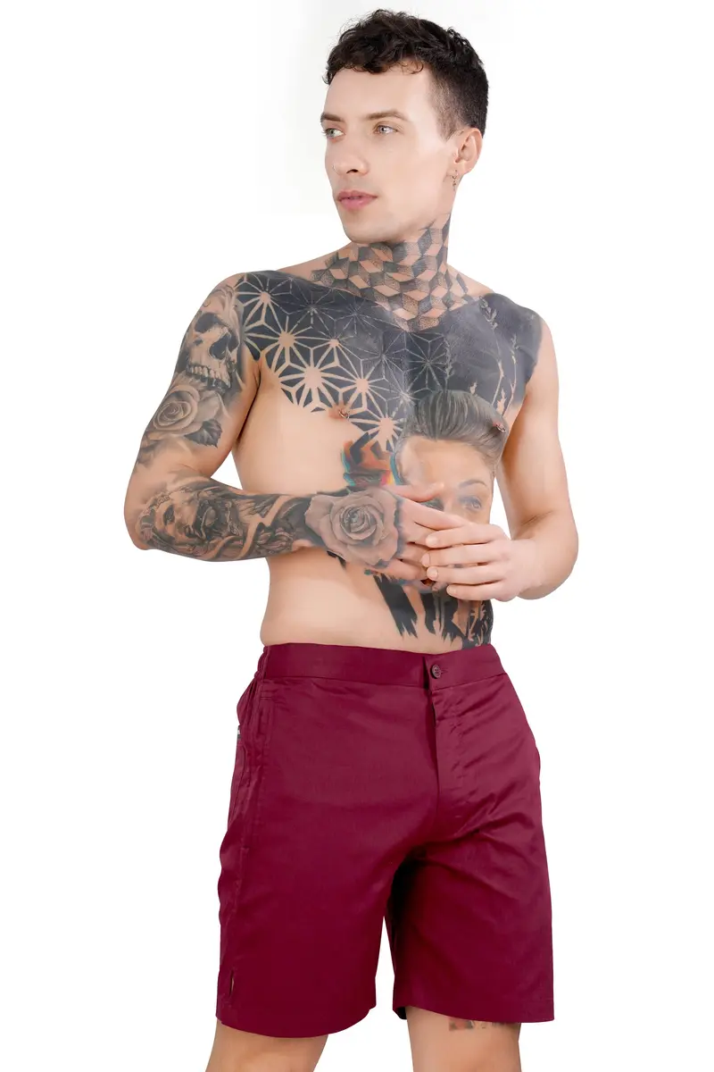 Claret Maroon Subtle Sheen Super Soft Premium Cotton Shorts 9