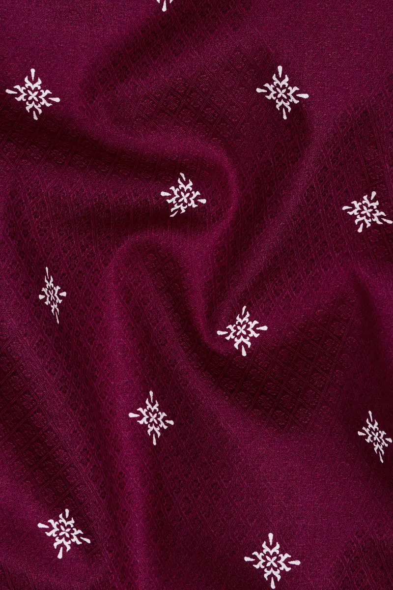 Claret Red Dobby Textured Premium Giza Cotton Shirt 2